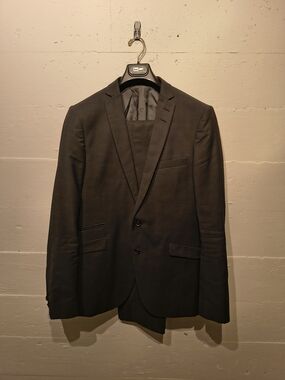 Tiger of Sweden Nedvin Suit 52 Charcoal 100% Wool Marlane Slim Fit 2 Piece